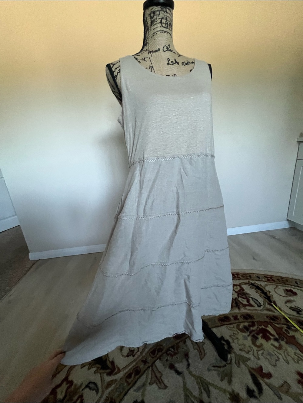 J. Jill Sleeveless Tiered 💯% Linen Dress — Light Beige Sz S
